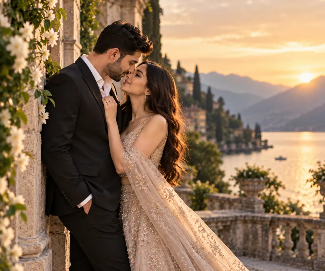 The couple in a stone alcove